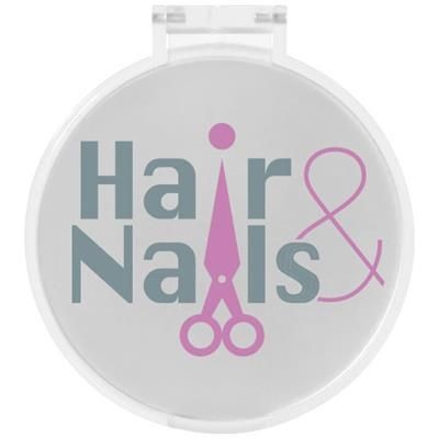 Branded Promotional CARMEN GLAMOUR MIRROR in Clear Transparent White Mirror From Concept Incentives.