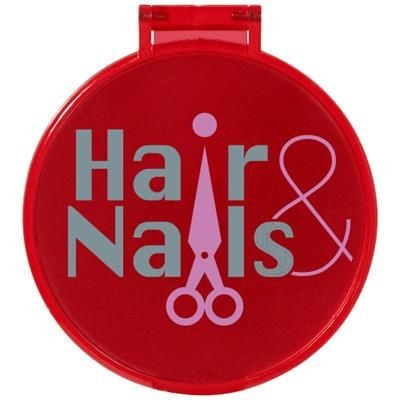 Branded Promotional CARMEN GLAMOUR MIRROR in Clear Transparent Red Mirror From Concept Incentives.