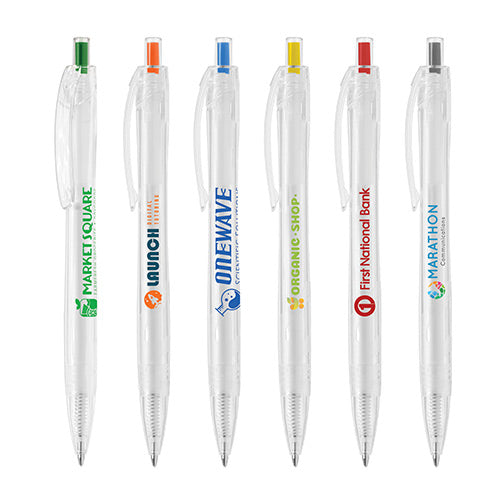 Branded Promotional Aqua Clear - Eco Recycled PET Plastic Pen Pen From Concept Incentives.