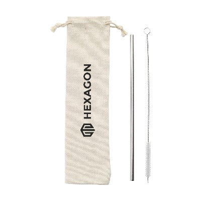 Branded Promotional REUSABLE 1 PIECE ECO STRAW STAINLESS STEEL STRAW SET from Concept Incentives