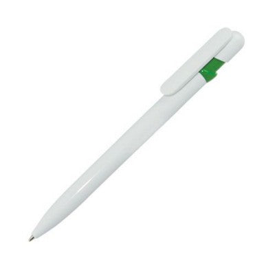 Branded Promotional RHIN BALL PEN in White & Green Pen From Concept Incentives.