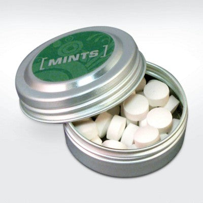 Branded Promotional GREEN & GOOD MINI MINTS in Recycled Aluminium Silver Metal Container Mints From Concept Incentives.
