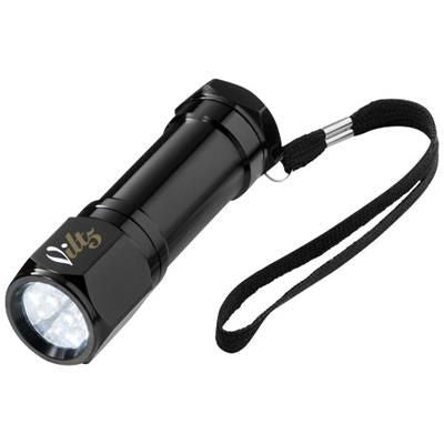 Branded Promotional TRUG 8-LED TORCH LIGHT in Black Solid Torch From Concept Incentives.