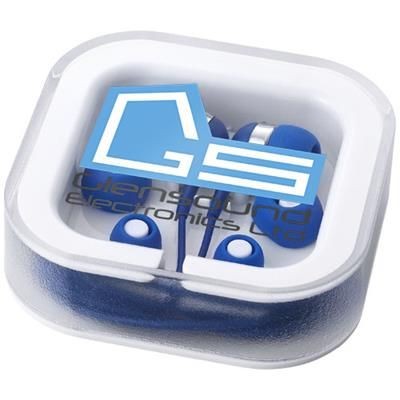 Branded Promotional SARGAS EARBUDS with Microphone in Royal Blue Earphones From Concept Incentives.