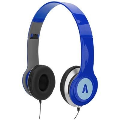 Branded Promotional CHEAZ FOLDING HEADPHONES in Blue Earphones From Concept Incentives.