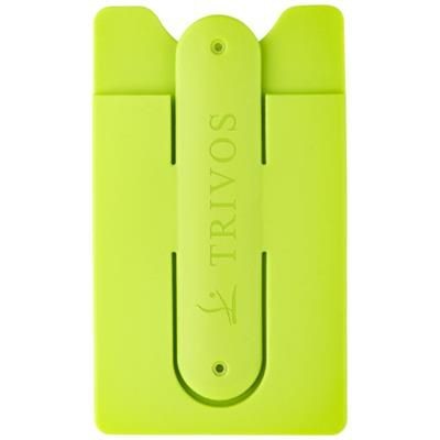 Branded Promotional STUE SILICON SMARTPHONE STAND AND WALLET in Lime Mobile Phone Case From Concept Incentives.