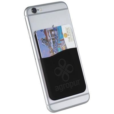 Branded Promotional SLIM CARD WALLET ACCESSORY FOR SMARTPHONES in Black Solid Credit Card Holder From Concept Incentives.