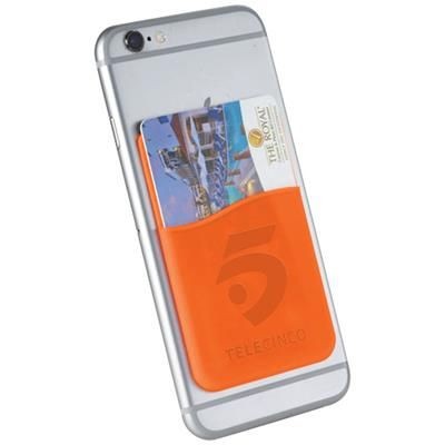 Branded Promotional SLIM CARD WALLET ACCESSORY FOR SMARTPHONES in Orange Credit Card Holder From Concept Incentives.