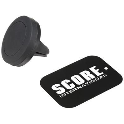 Branded Promotional MOUNT-UP MAGNETIC SMARTPHONE STAND in Black Solid Mobile Phone Holder From Concept Incentives.