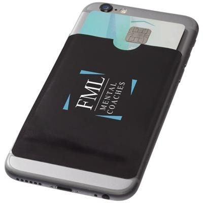 Branded Promotional EXETER RFID SMARTPHONE CARD WALLET in Black Solid Credit Card Holder From Concept Incentives.