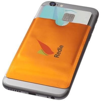 Branded Promotional EXETER RFID SMARTPHONE CARD WALLET in Orange Credit Card Holder From Concept Incentives.