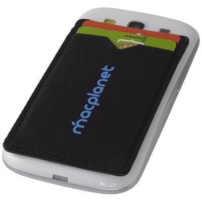 Branded Promotional EYE DUAL POCKET RFID SMARTPHONE WALLET in Black Solid Mobile Phone Case From Concept Incentives.