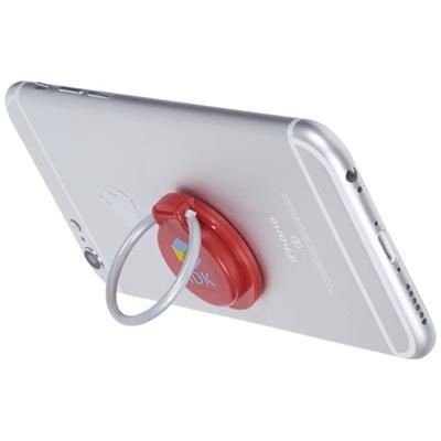 Branded Promotional LOOP RING AND MOBILE PHONE HOLDER in Red Mobile Phone Stand From Concept Incentives.