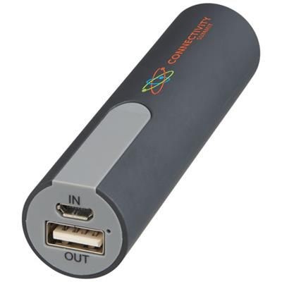 Branded Promotional JINN 2200 MAH POWER BANK with Rubber Finish in Black Charger From Concept Incentives.