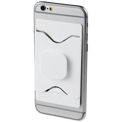 Branded Promotional PURSE MOBILE PHONE HOLDER with Wallet in White Solid Technology From Concept Incentives.