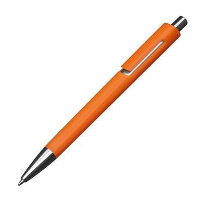 Branded Promotional COLOURFUL PLASTIC BALL PEN in Orange Pen From Concept Incentives.