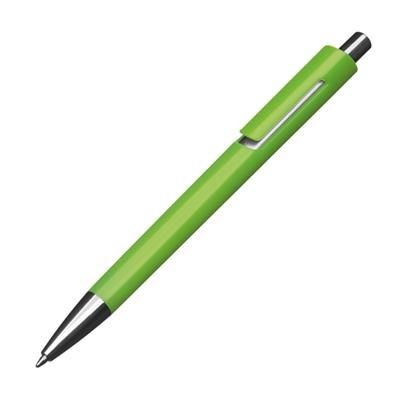 Branded Promotional COLOURFUL PLASTIC BALL PEN in Apple Green Pen From Concept Incentives.