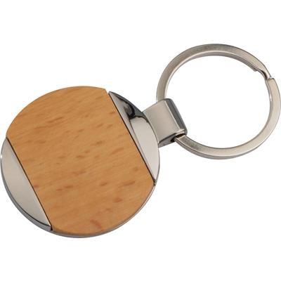 Branded Promotional METAL WOOD KEYRING LANGHAUS Keyring From Concept Incentives.