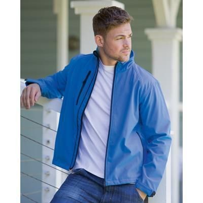 Branded Promotional JERZEES COLOURS MENS SOFT SHELL JACKET Jacket From Concept Incentives.