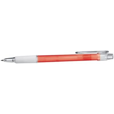 Branded Promotional FROSTED BALL PEN with Rubber Grip in Red Pen From Concept Incentives.