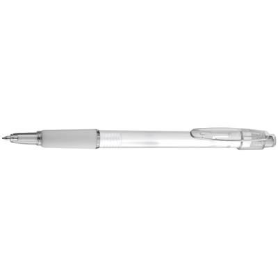 Branded Promotional FROSTED BALL PEN with Rubber Grip in White Pen From Concept Incentives.