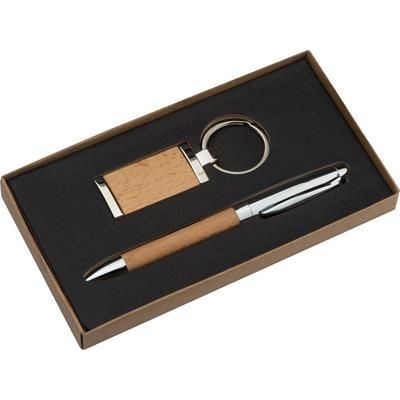 Branded Promotional METAL WOOD GIFT SET ENSCHEDE Pen Set From Concept Incentives.