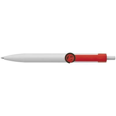 Branded Promotional SMILEY BALL PEN with Clip in Red Pen From Concept Incentives.