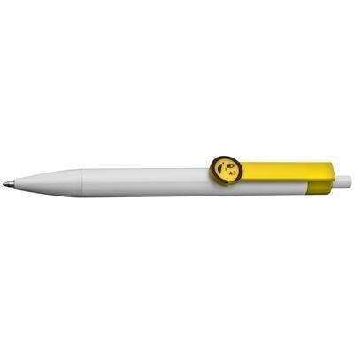 Branded Promotional SMILEY BALL PEN with Clip in Yellow Pen From Concept Incentives.