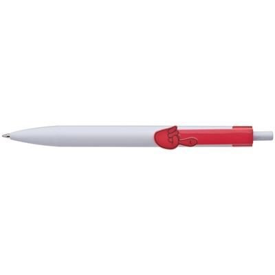 Branded Promotional BALL PEN with 2d Clip Hands in Red Pen From Concept Incentives.