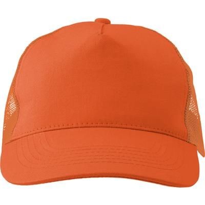 Branded Promotional COTTON TWILL & PLASTIC FIVE PANEL BASEBALL CAP in Orange Baseball Cap From Concept Incentives.