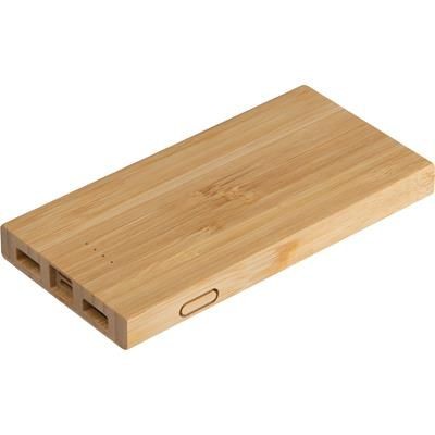 Branded Promotional BAMBOO POWER BANK KATOWICE Charger From Concept Incentives.