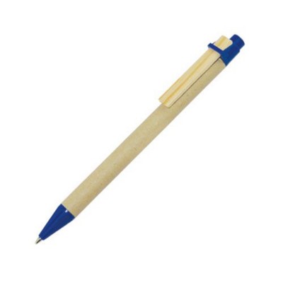 Branded Promotional ECO BALL PEN in Natural & Blue Carrier Bag From Concept Incentives.