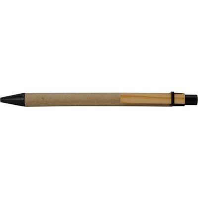 Branded Promotional ECO RETRACTABLE BALL PEN in Natural & Black Pen From Concept Incentives.