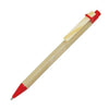 Branded Promotional ECO RETRACTABLE BALL PEN in Natural & Red Pen From Concept Incentives.