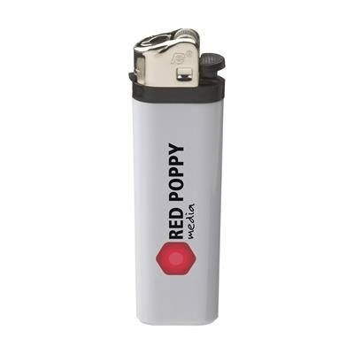 Branded Promotional FLINT LIGHTER in White Lighter From Concept Incentives.