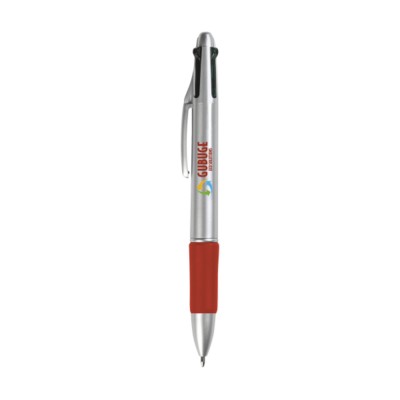 Branded Promotional QUATTRO COLOUR PEN in Red Pen From Concept Incentives.