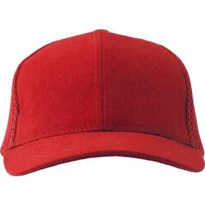 Branded Promotional HEAVY BRUSHED COTTON TWILL BASEBALL CAP in Red Baseball Cap From Concept Incentives.