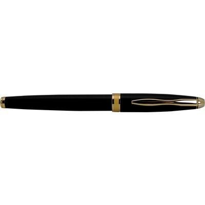 Branded Promotional CONSUL GT METAL ROLLERBALL PEN in Black & Silver Pen From Concept Incentives.