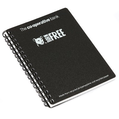 GREEN & GOOD A6 RECYCLED POLYPROPYLENE NOTE BOOK in Black Notebook from Concept Incentives