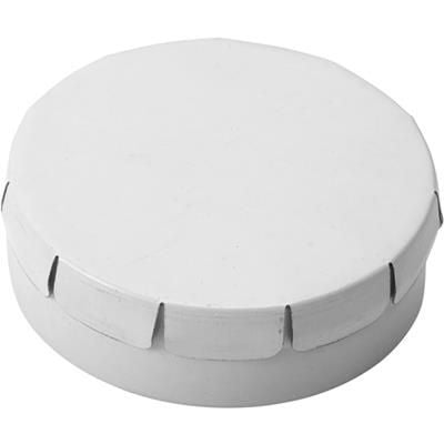 Branded Promotional NOVEL ROUND MINTS TIN in White Mints From Concept Incentives.