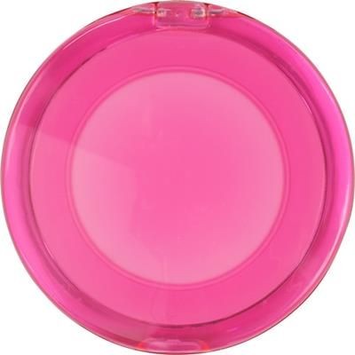 Branded Promotional ROUND PLASTIC DOUBLE POCKET MIRROR in Pink Mirror From Concept Incentives.