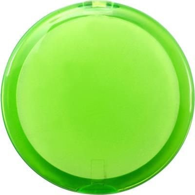 Branded Promotional ROUND PLASTIC DOUBLE POCKET MIRROR in Pale Green Mirror From Concept Incentives.