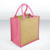 Branded Promotional GREEN & GOOD BRIGHTON JUTE SHOPPER TOTE BAG in Natural & Pink Bag From Concept Incentives.