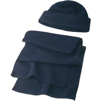 Branded Promotional HAT & SCARF SET in Blue Hat From Concept Incentives.