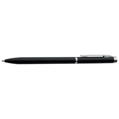 Branded Promotional ELEGANT SLIM LINE BLACK METAL BALL PEN with Silver Chrome Trim Pen From Concept Incentives.