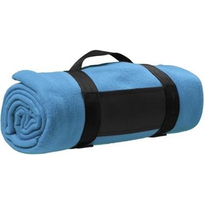 Branded Promotional FLEECE BLANKET in Light Blue Blanket From Concept Incentives.