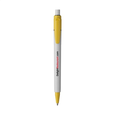 Branded Promotional STILOLINEA BARON 03 COLOR PEN in Yellow Pen From Concept Incentives.