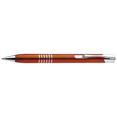 Branded Promotional EXCLUSIVE ALUMINIUM METAL SILVER METAL BALL PEN in Orange Pen Set From Concept Incentives.