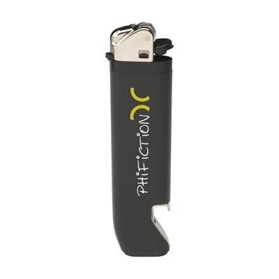 Branded Promotional FLINT OPENER LIGHTER in Black Lighter From Concept Incentives.