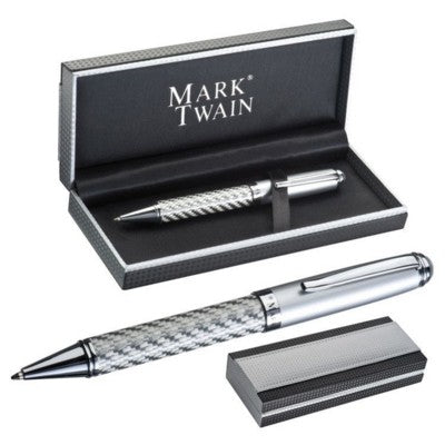 Branded Promotional COLUMBIA MARK TWAIN BALL PEN in Grey Pen From Concept Incentives.